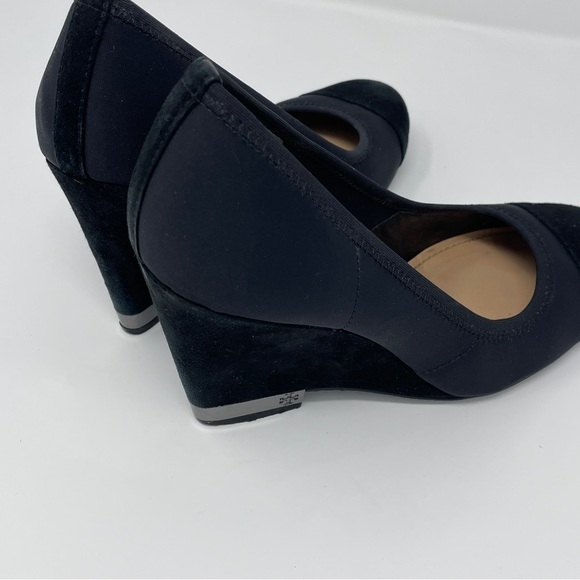 Tory Burch Astoria Black Lancaster Suede High Heel Wedge Pump - Picture 9 of 14